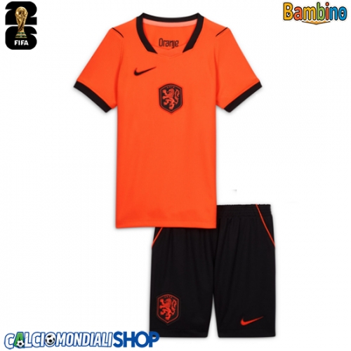Maglie da calcio Paesi Bassi Prima Maglia Bambino Mondiali 2026  Manica Corta + Pantaloni corti)